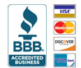 Better Business Bureau, Visa, Mastercard, Discover, American Express